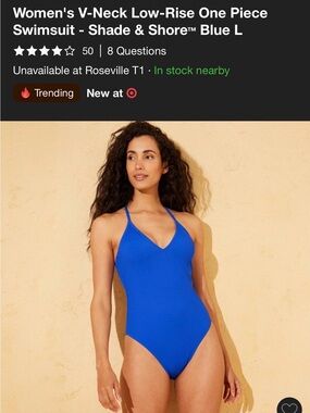 Royal Blue One-Piece V neck Swimsuit